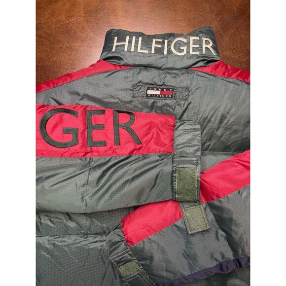 VTG 90s Duck Down Feather Tommy Hilfiger Puffer Jacket Gucci Color Block Size L - Picture 10 of 13